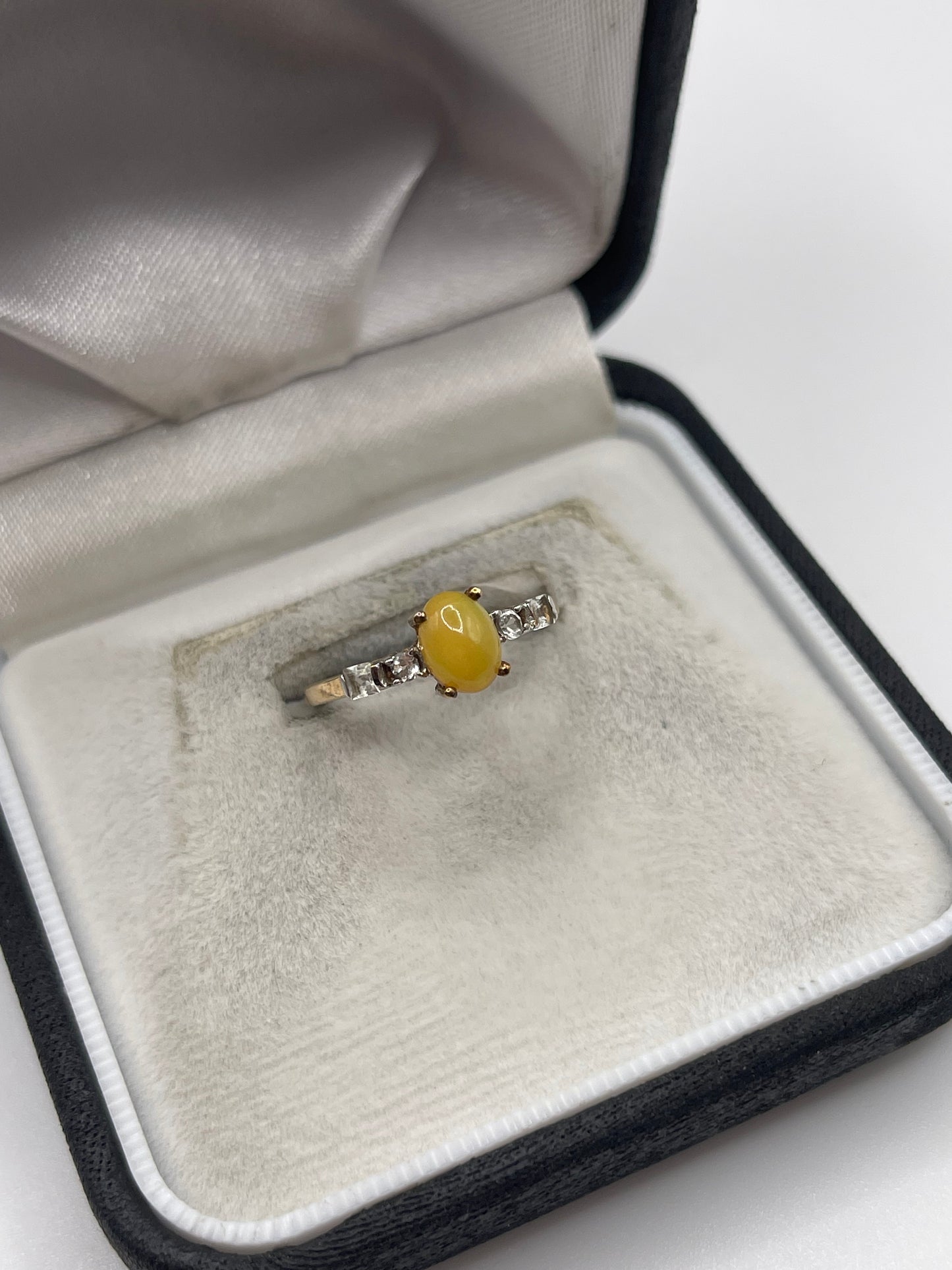 9ct gold opal and zircon ring