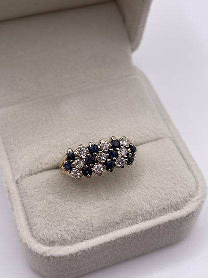 18ct gold sapphire and diamond cluster ring