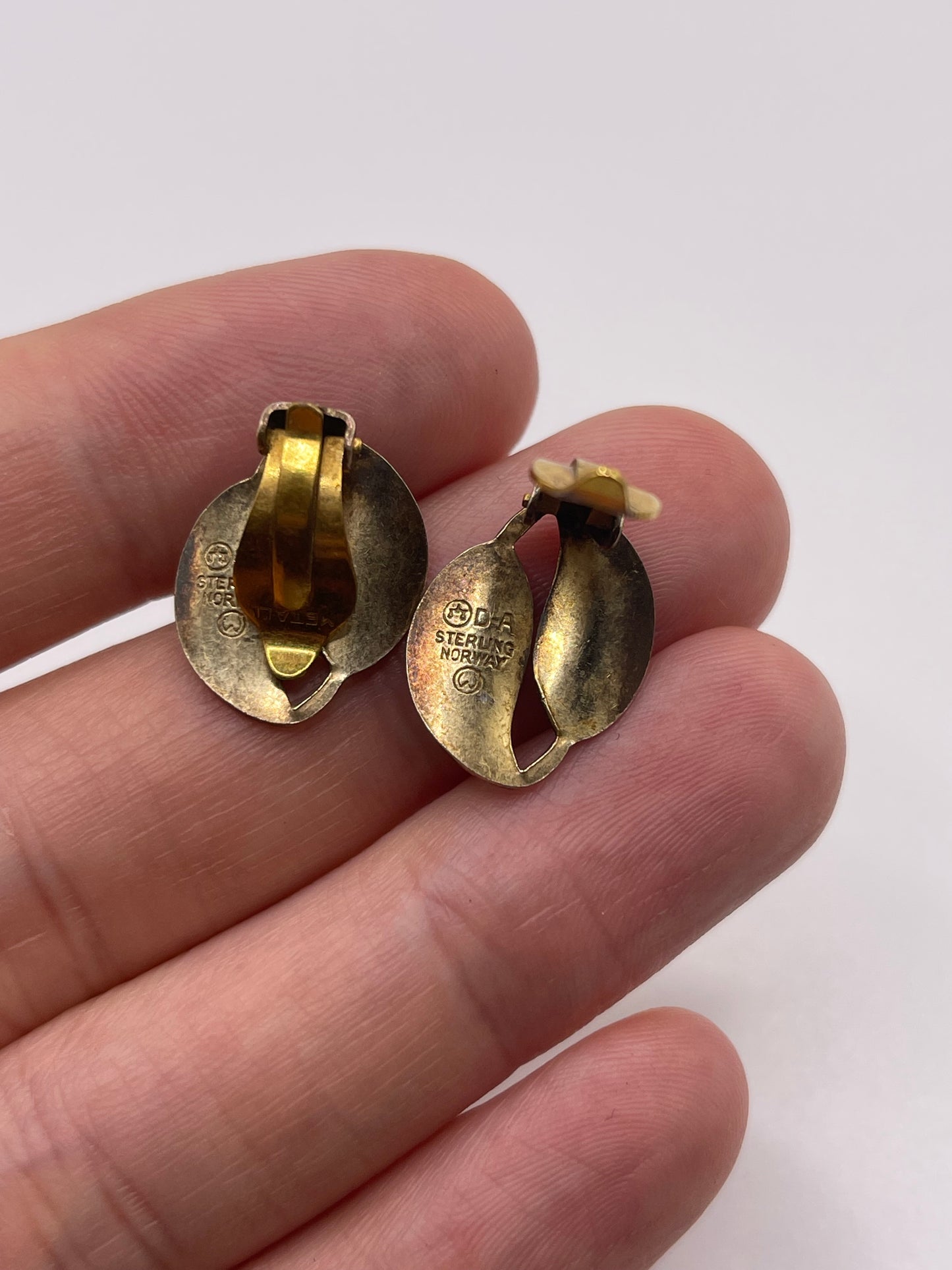 Silver enamel earrings