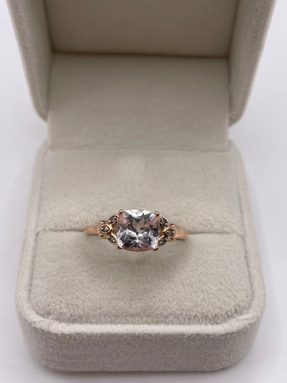 9ct rose gold morganite and diamond ring