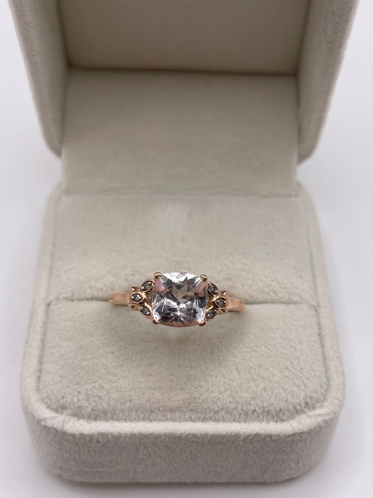 9ct rose gold morganite and diamond ring