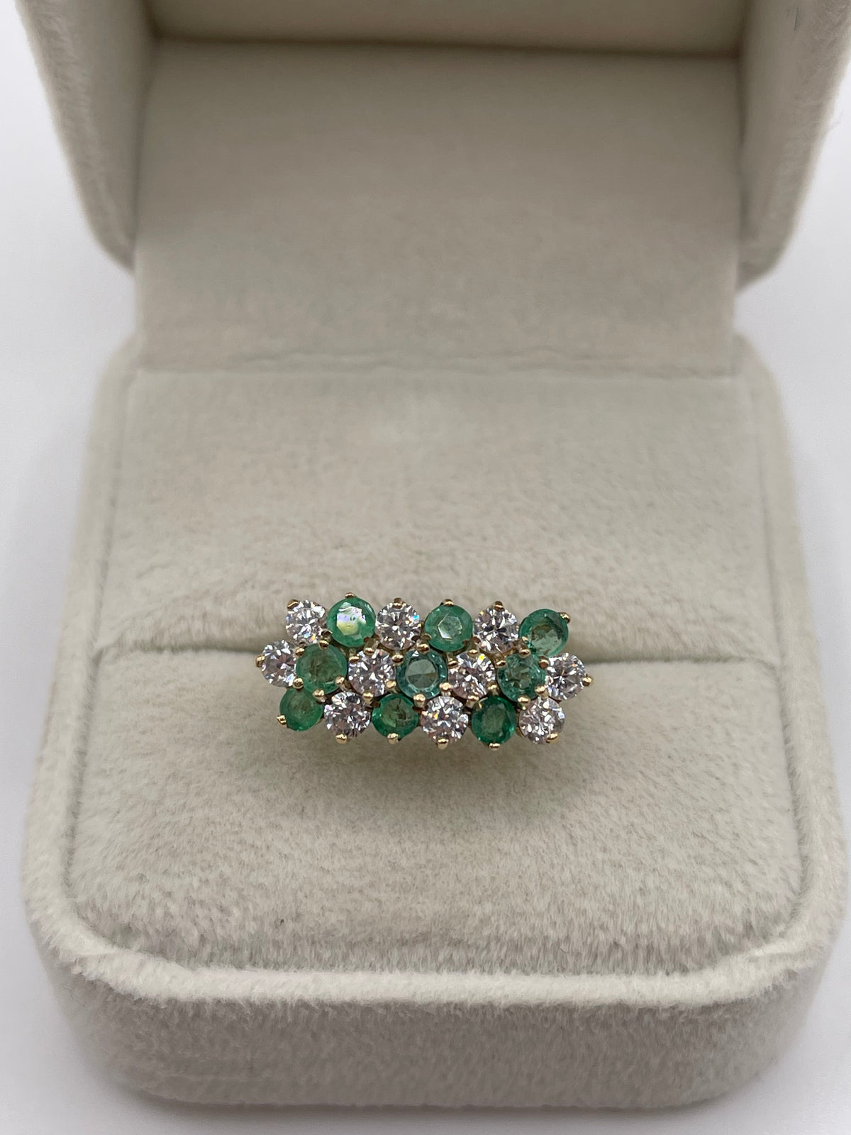 9ct gold emerald and cz ring