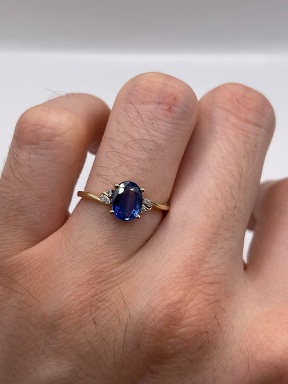 9ct gold kyanite and diamond ring
