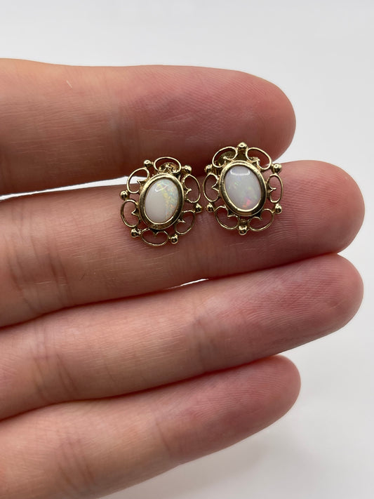 9ct gold opal earrings