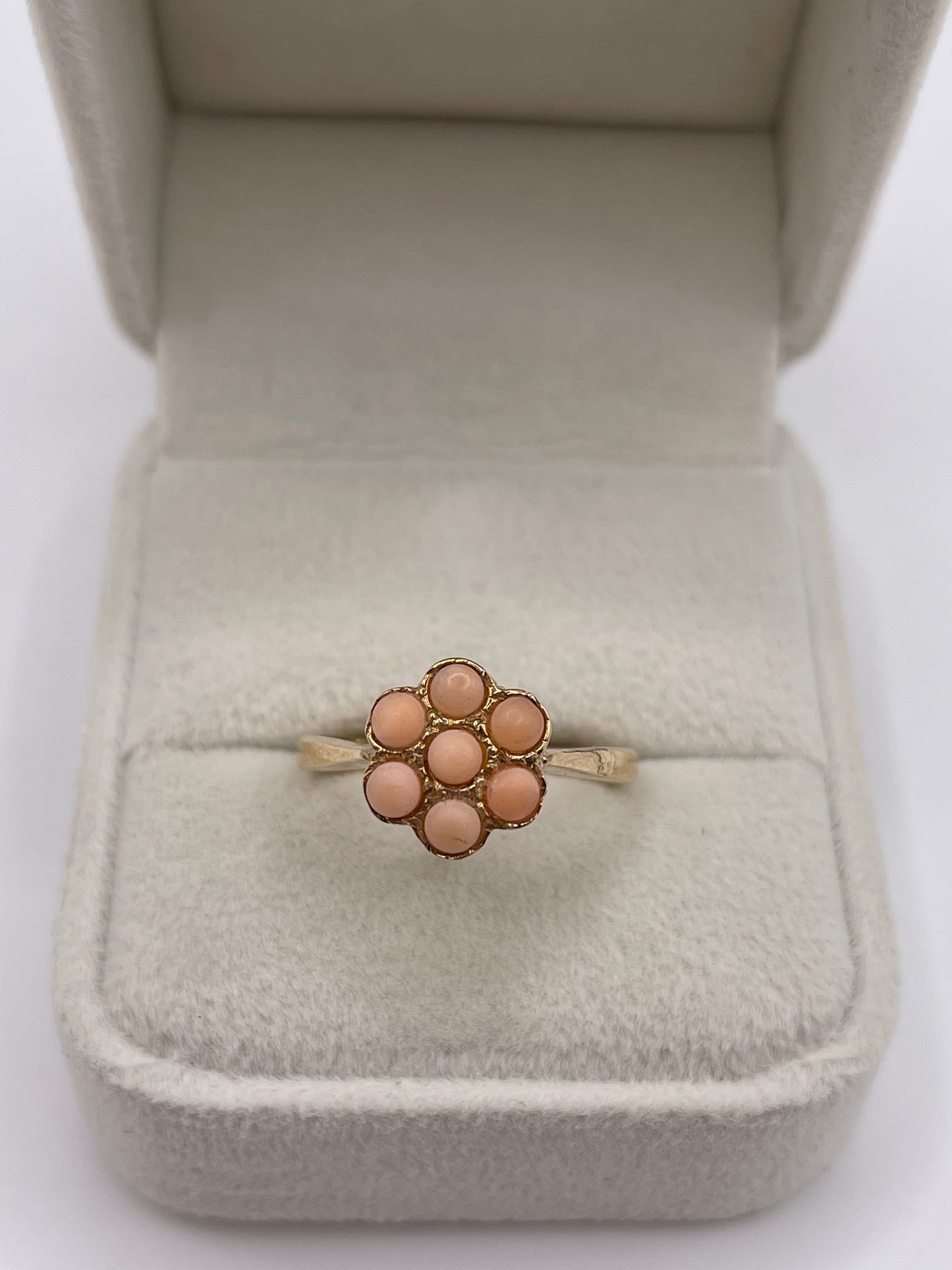 9ct gold coral cluster ring