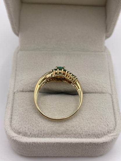 9ct gold emerald and diamond ring