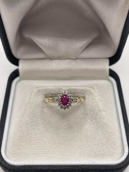 9ct gold ruby and diamond ring