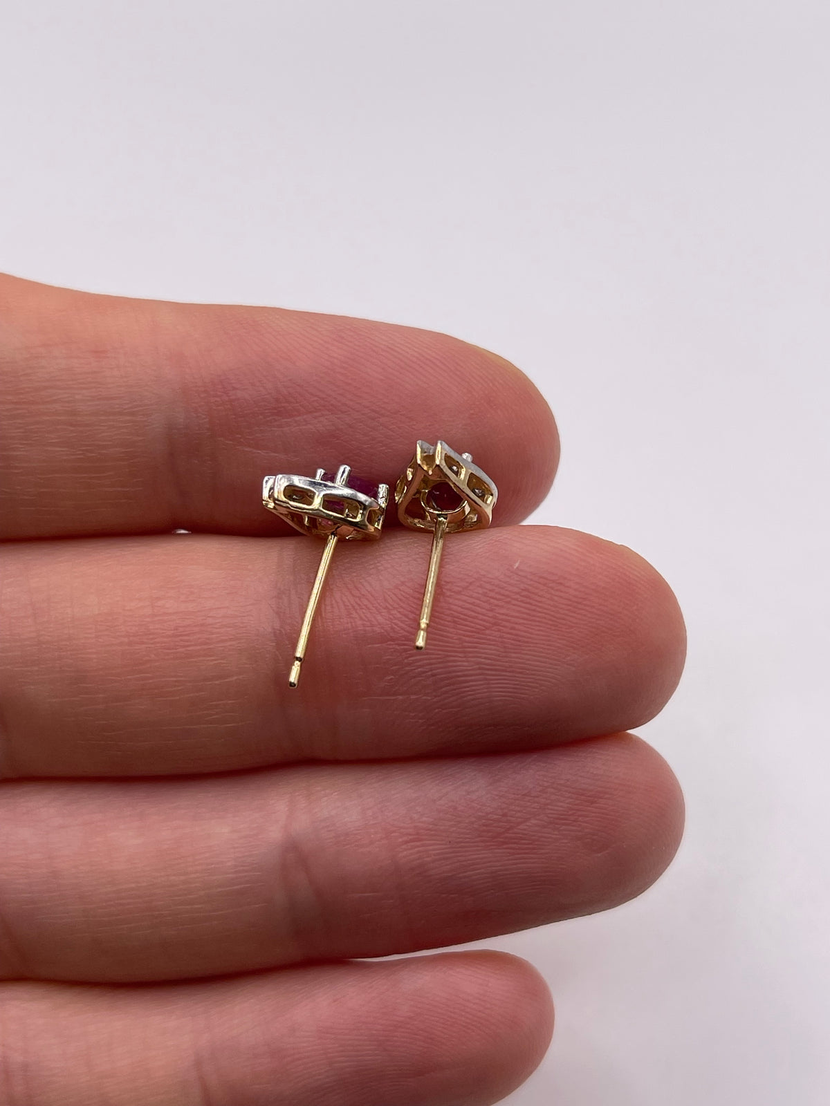 9ct gold ruby and diamond earrings