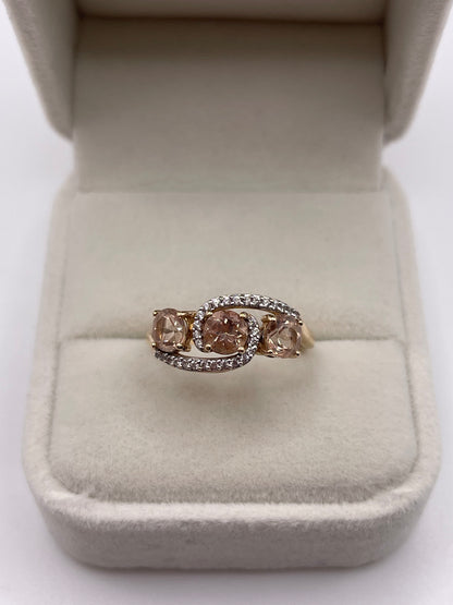 9ct gold morganite and zircon ring