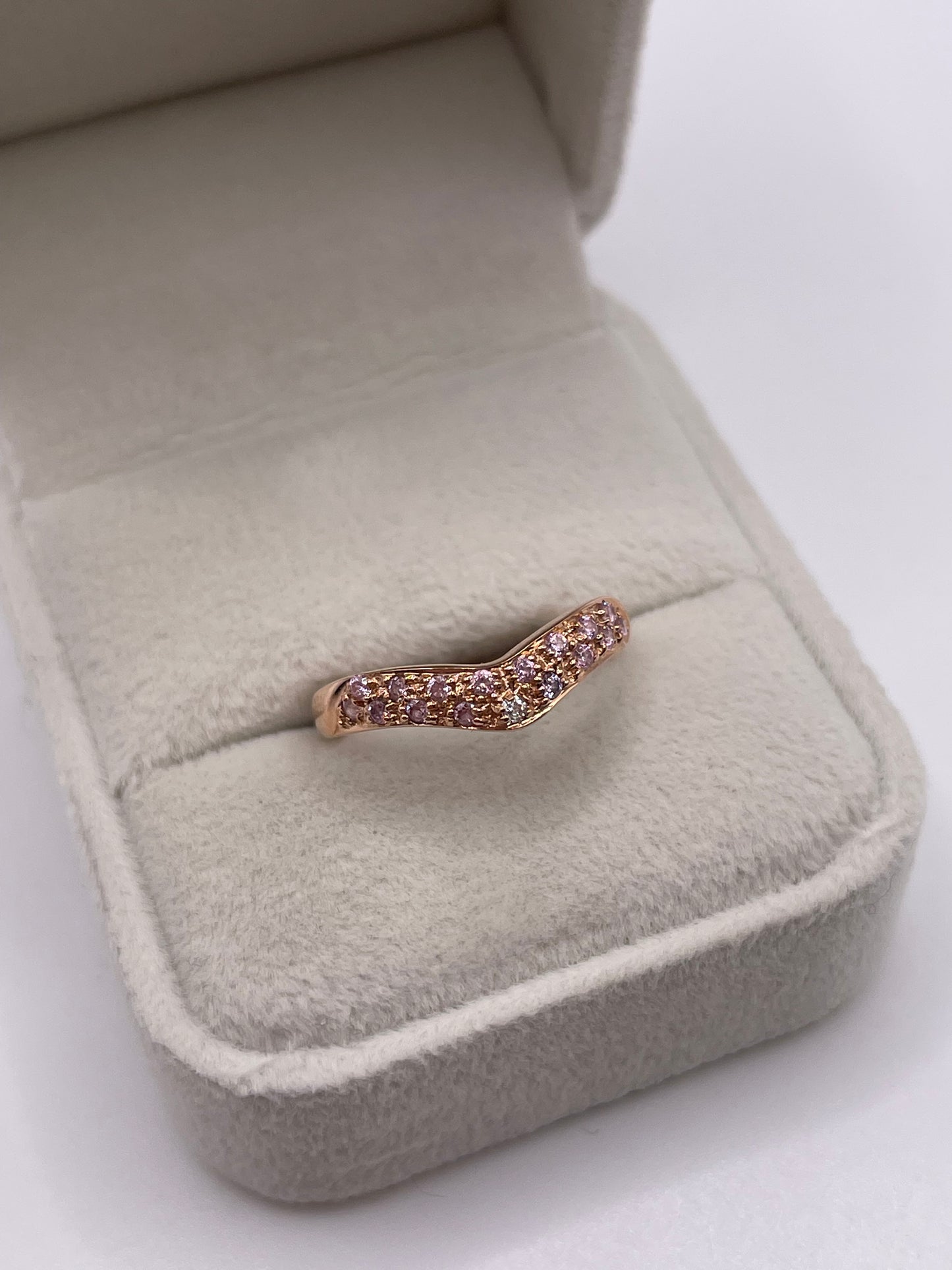 14ct rose gold pink topaz and diamond ring