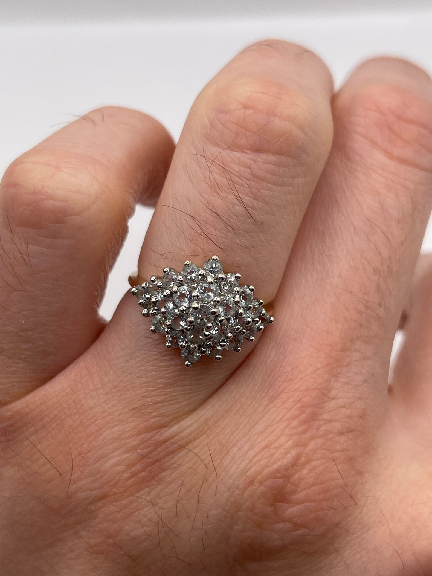 9ct gold aquamarine cluster ring