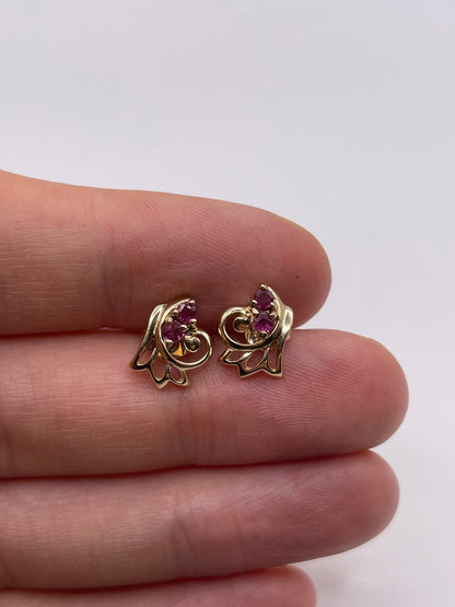 9ct gold ruby earrings