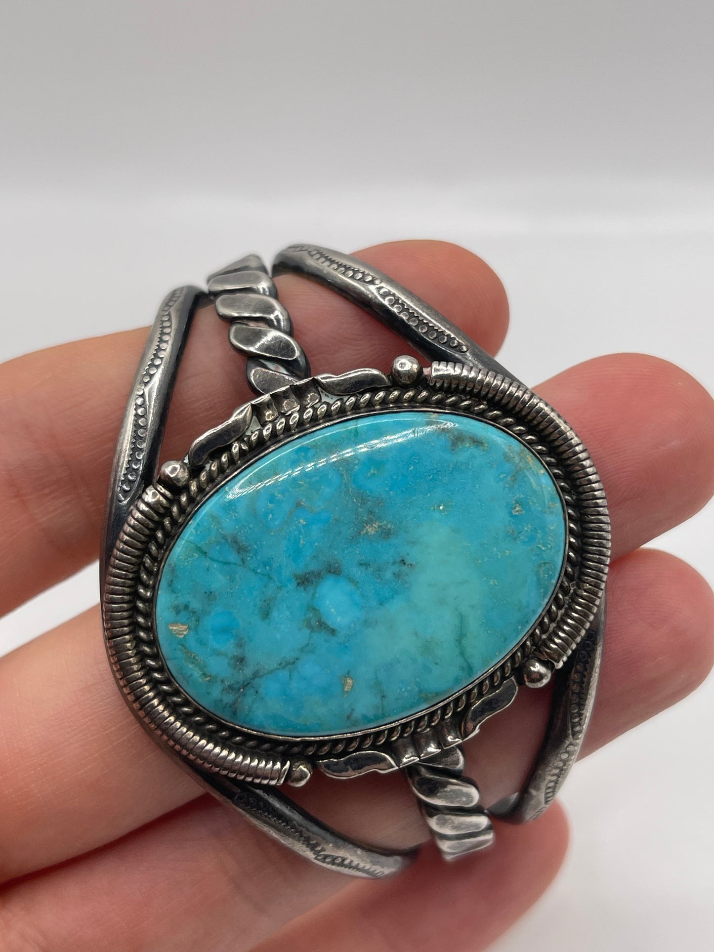 Heavy silver turquoise bangle