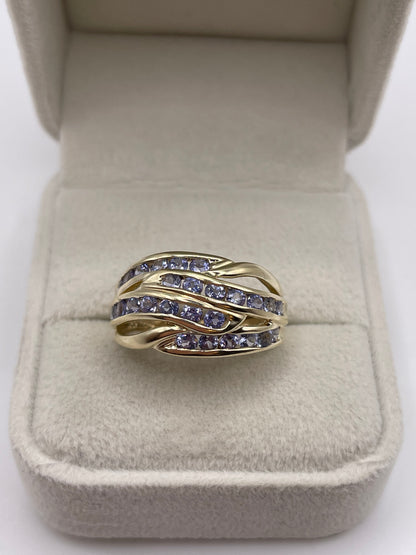 9ct gold tanzanite cluster ring