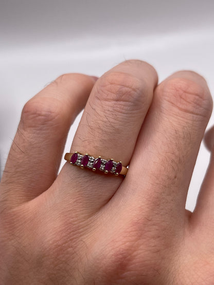 9ct gold ruby and diamond ring