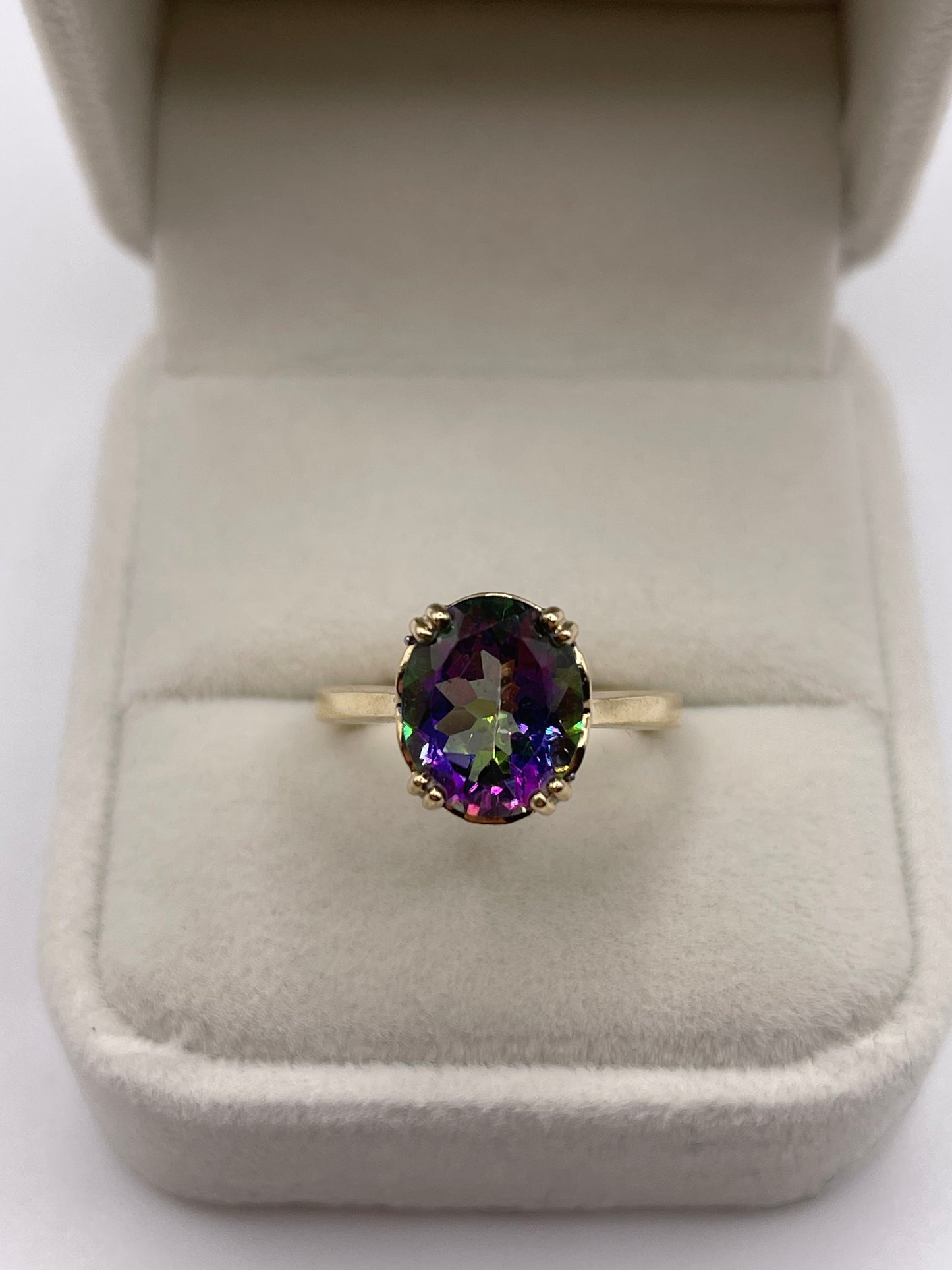 9ct gold mystic topaz and diamond ring