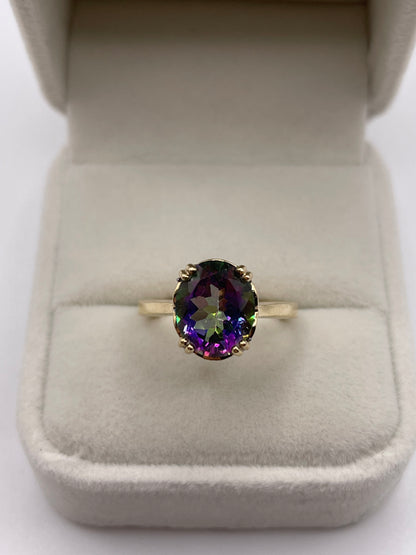 9ct gold mystic topaz and diamond ring