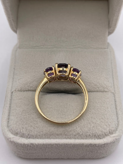 9ct gold iolite and amethyst ring