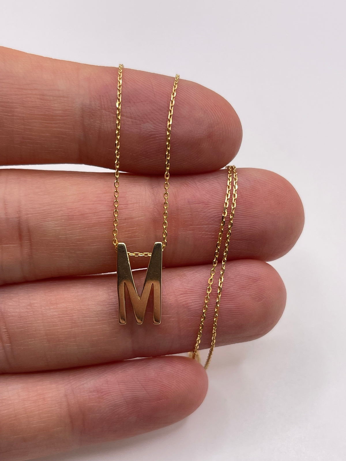9ct gold initial M necklace