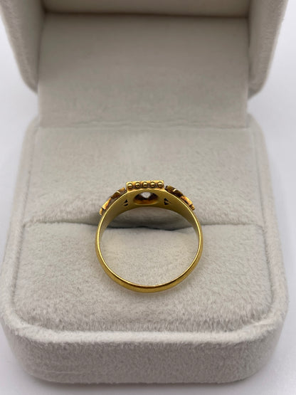 Antique 18ct gold pearl and diamond gypsy ring