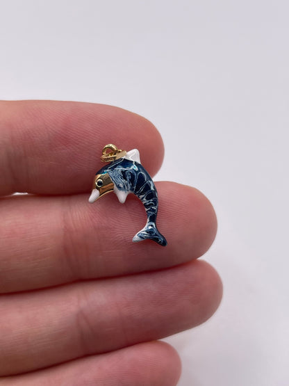 9ct gold empanelled dolphin charm