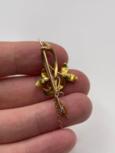 Load image into Gallery viewer, Antique 15ct gold empanel and pearl brooch
