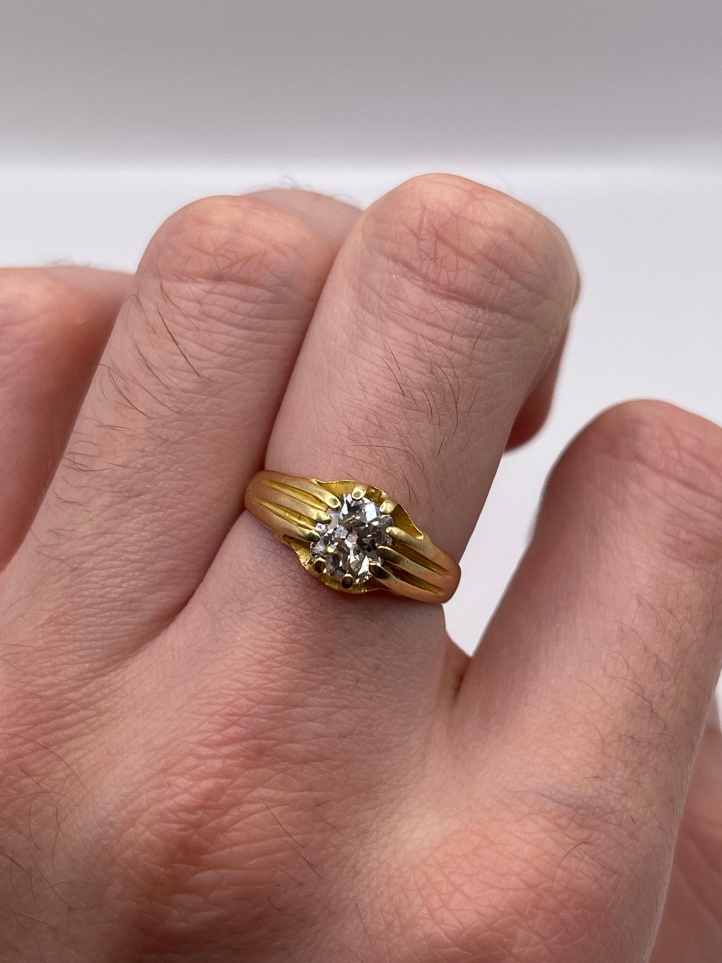 18ct gold 1ct old cut diamond gypsy ring