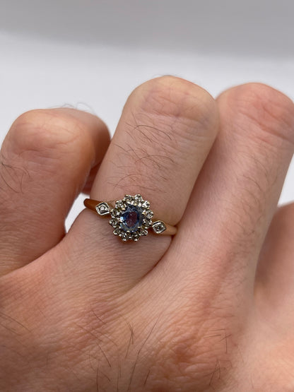 9ct gold sapphire and diamond ring