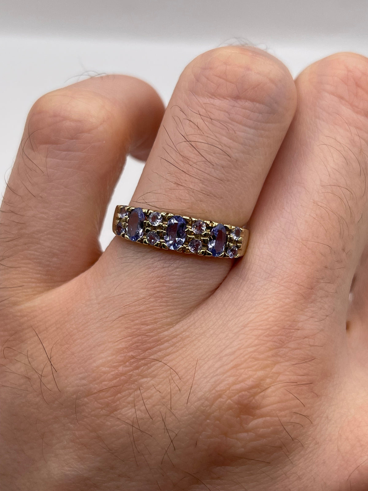 9ct gold tanzanite cluster ring