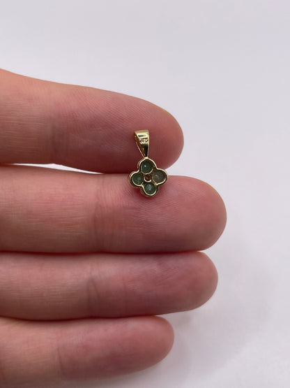 9ct gold emerald and diamond pendant