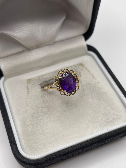 9ct gold amethyst ring