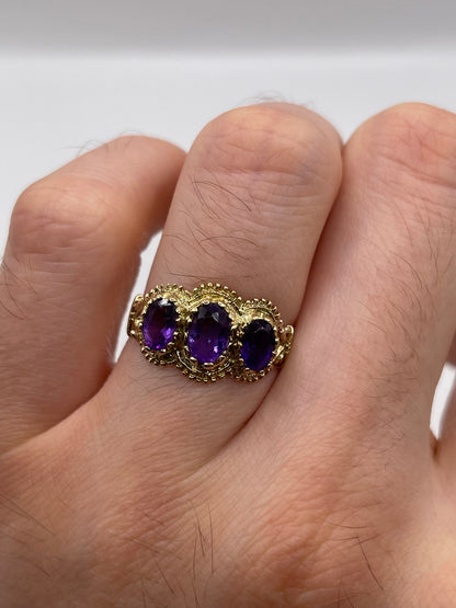 9ct gold amethyst ring