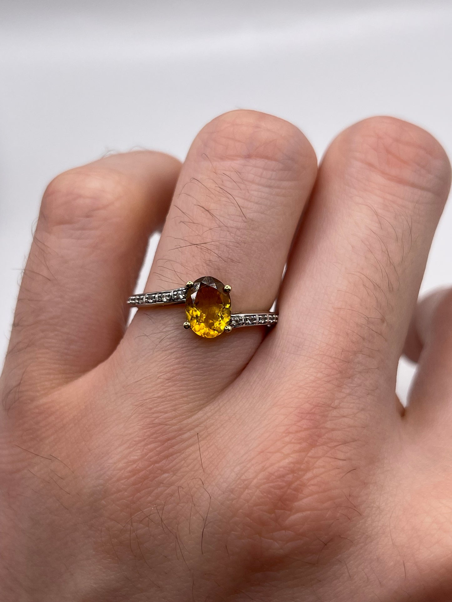 9ct gold citrine and zircon ring