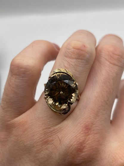 14ct gold Smokey quartz ring