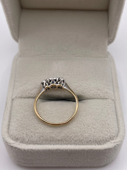 9ct gold platinum sapphire and diamond ring