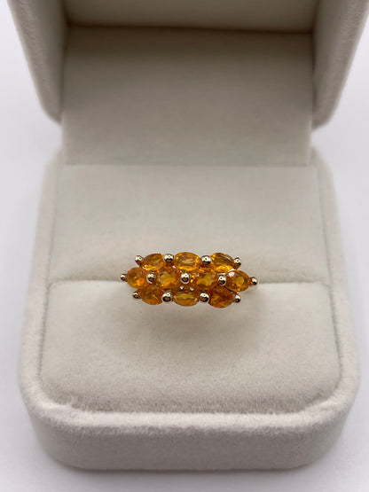 9ct gold fire opal cluster ring