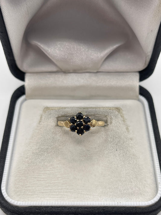 9ct gold sapphire cluster ring