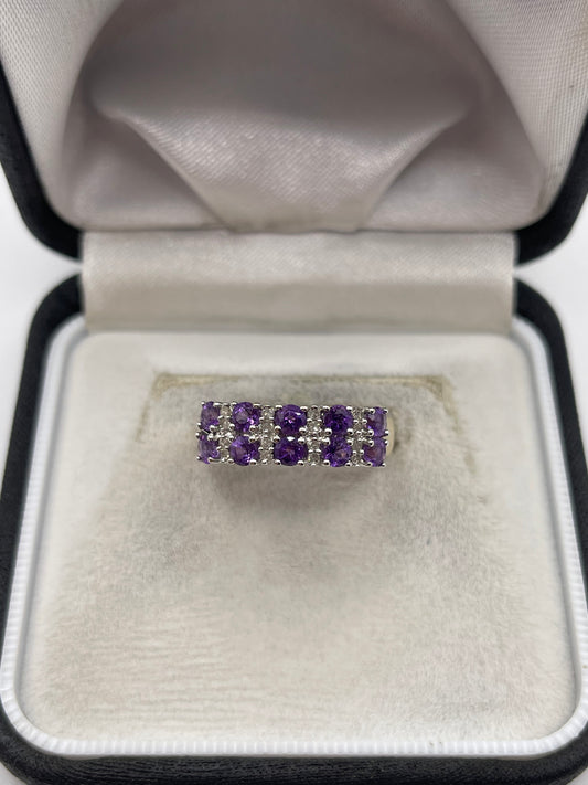 9ct gold amethyst and diamond ring