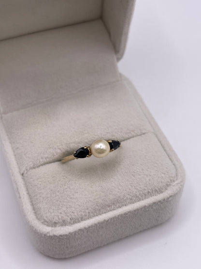 9ct gold pearl and sapphire ring