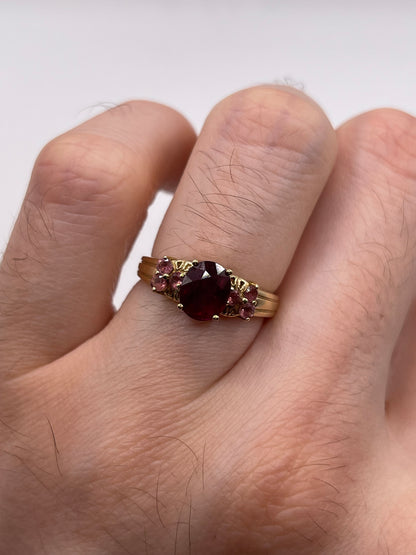 9ct gold ruby and tourmaline ring