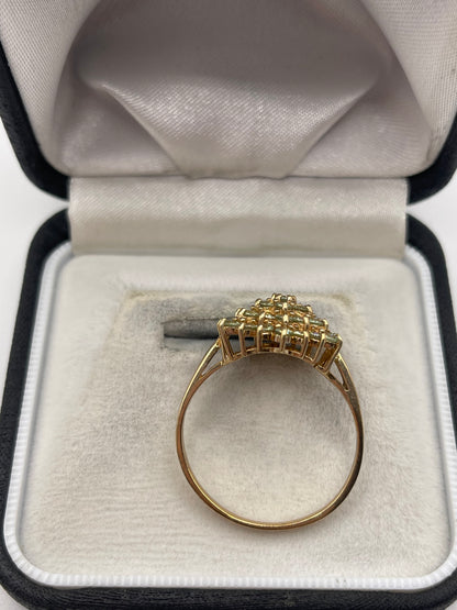 9ct gold quartz cluster ring