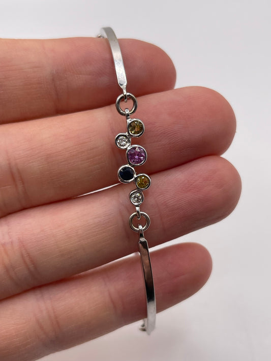 9ct white gold sapphire and diamond bracelet