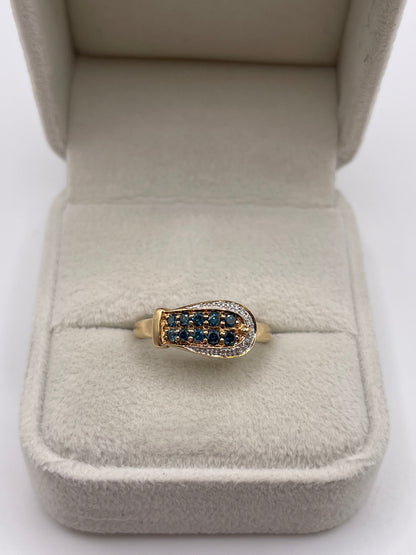 9ct gold diamond buckle ring
