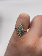 Load image into Gallery viewer, 9ct gold blue topaz cluster navette ring
