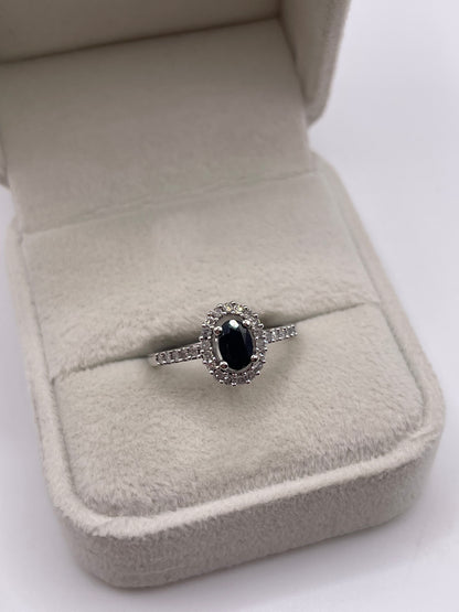9ct white gold sapphire and diamond ring