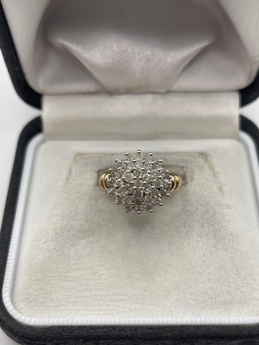 9ct gold 1ct diamond cluster ring