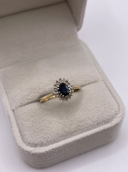 9ct gold sapphire and diamond ring