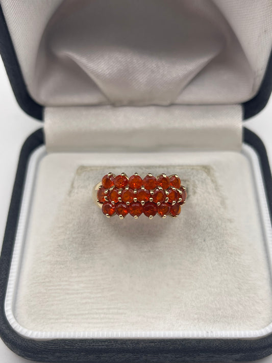 9ct gold fire opal cluster ring