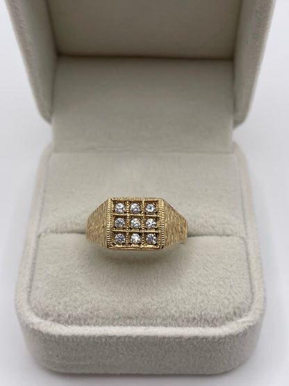 9ct gold cz signet ring