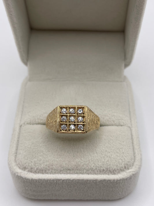 9ct gold cz signet ring